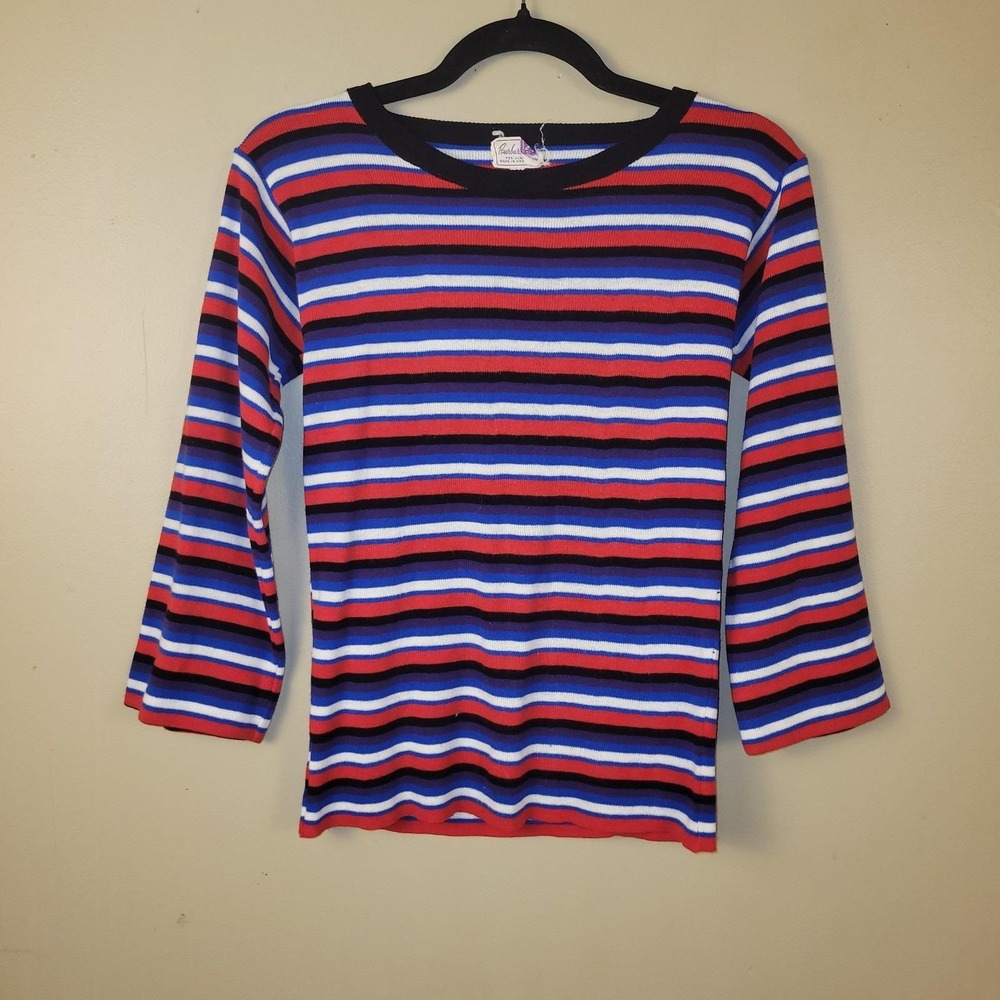 Vintage Barbara Lee Striped Knit Top Womens Large‎ Made in Hong Kong
